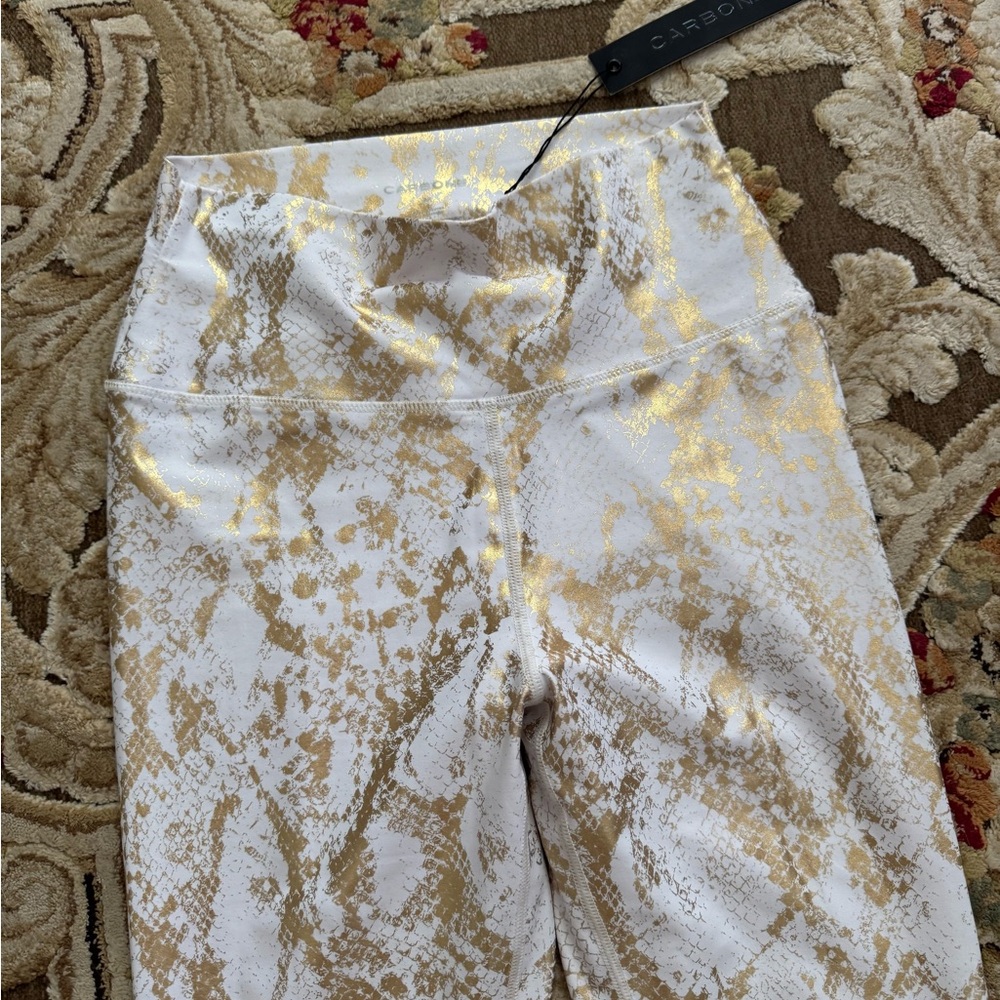 Carbon 38 Women's White and Gold Patterned Leggings - Picture 3 of 5